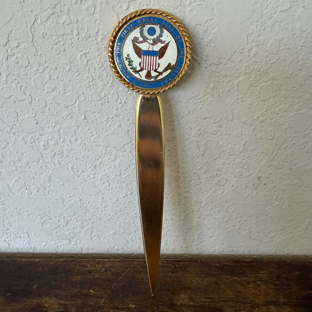 Brass Letter Opener First Great Seal Of The United States Of America Vintage